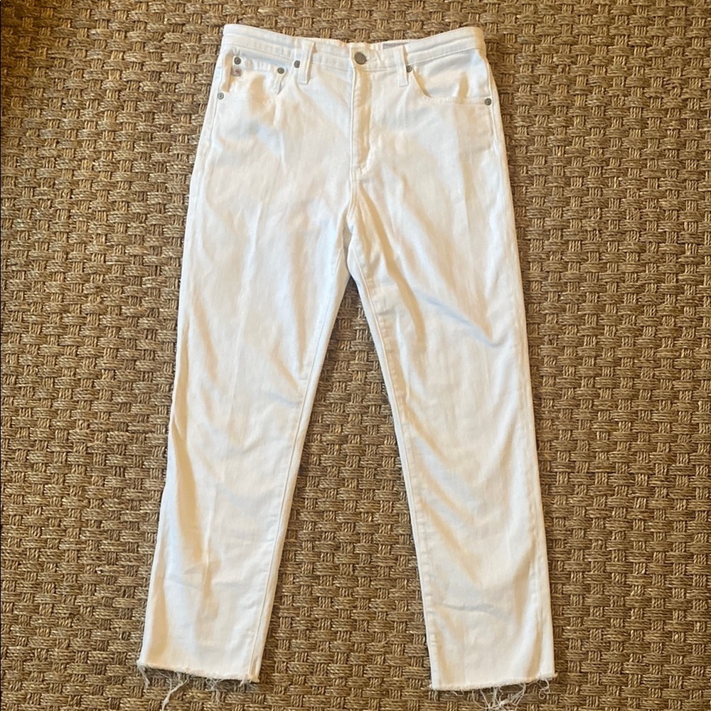 AG Adriano Goldschmied Straight Jeans in White raw hem